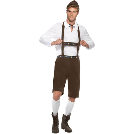 Men's Bavarian Lederhosen Costume, Brown