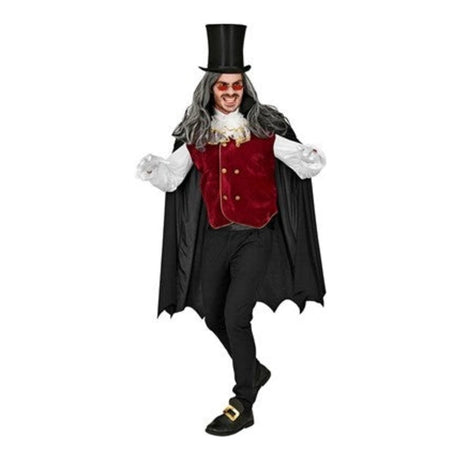 Men's Classic Dracula Costume with shirt with attached waistcoat, jabot and collared cape