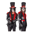 Men's Day of the Dead Gentleman Costume with tailcoat with attached waistcoat, skeleton-print trousers and feathered top hat