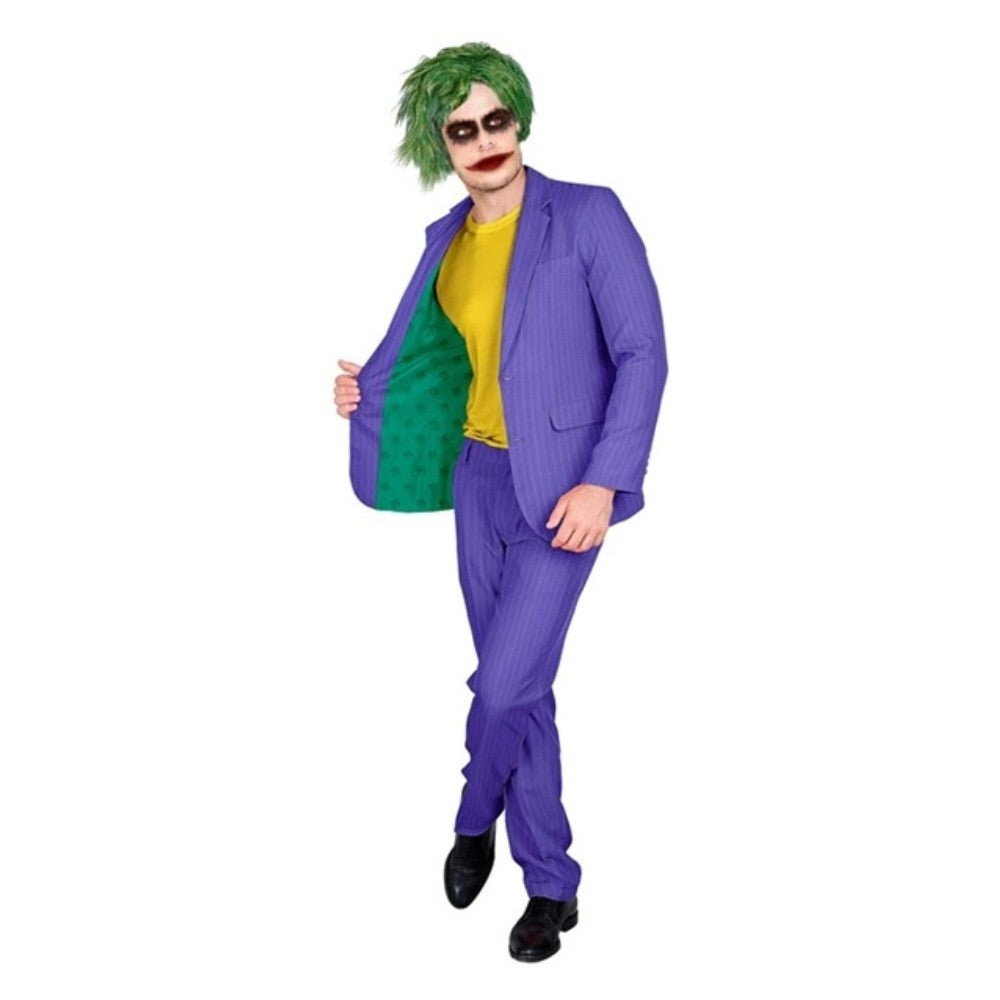 Men's Evil Clown Suit Costume — A two-piece clown suit cut like a real jacket and trousers, in bold red, white and black.