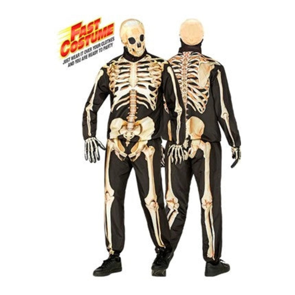 Men's Skeleton Fast Costume with printed jacket, printed trousers and skeleton gloves