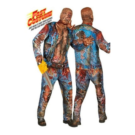 Men's Zombie Fast Costume with printed jacket, printed trousers and gloves