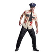 Men's Zombie Police Officer Costume with blood-stained police shirt, trousers and tattered tie