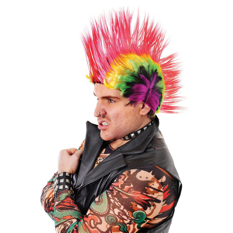 Multi-Coloured Mohican Wig
