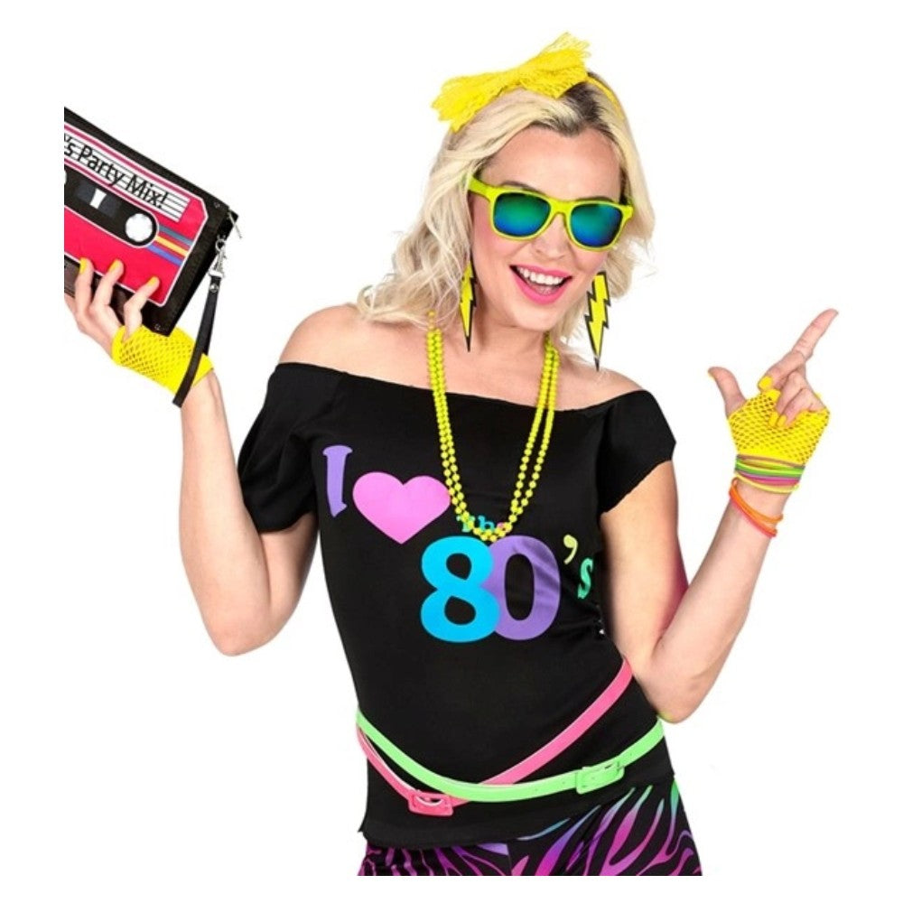 Neon Yellow Fishnet Fingerless Gloves — view 4