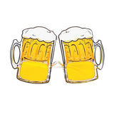 Novelty Beer Glasses — Novelty glasses moulded as two full pint glasses, amber below and a white froth head across the top.