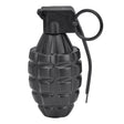 Novelty Grenade Prop — A 10cm moulded plastic grenade with a ridged body and a moulded pin and lever.