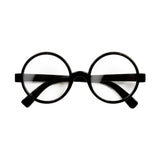 Novelty Student Glasses — A pair of thick-rimmed black plastic glasses with clear lenses and straight arms.