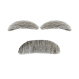 Old Man Moustache and Eyebrows Set — A grey-white bushy moustache with a matching pair of oversized eyebrows to stick above the eyes.