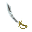 Old Time Pirate Cutlass — A 48cm cutlass with a broad curved silver-effect blade and a moulded brown grip with a knuckle guard