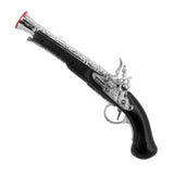 Old Time Pirate Pistol — A moulded flintlock-style pistol, 34cm long, in dark brown with gold-effect detailing on the barrel 