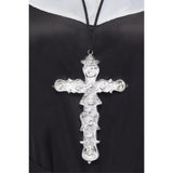 Ornate Silver Cross Pendant on Black Cord