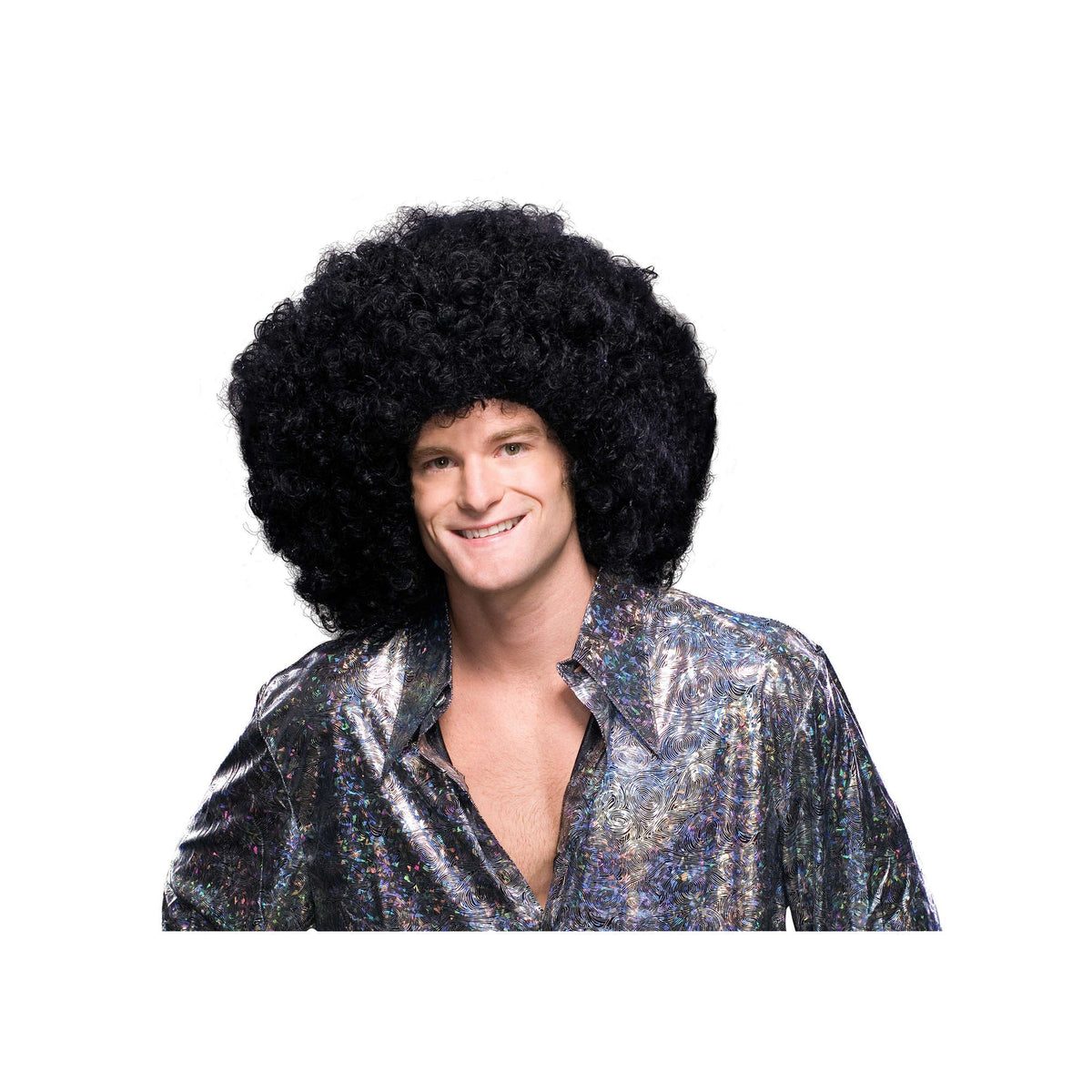 Oversized Black Afro Wig – detail view