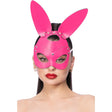 Pink Mock Leather Bunny Mask with Studs