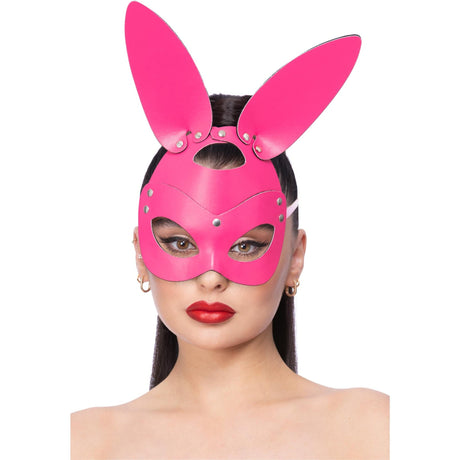 Pink Mock Leather Bunny Mask with Studs