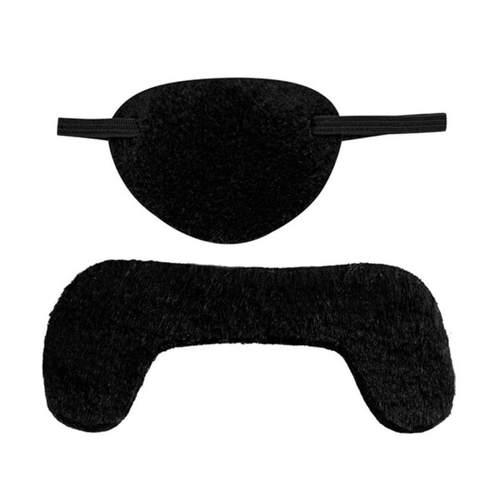 Pirate Moustache and Eye Patch Set — A black stick-on pirate moustache packed with eye patches, so the two pieces that make a pirate face