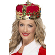 Red and gold jewelled queen's crown with faux gem detailing