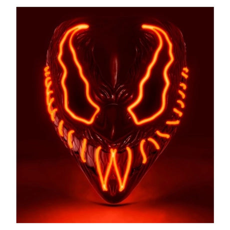 Red LED Monster Mask — A rigid full-face monster mask with a heavy brow and bared teeth, lit by red LEDs running around the