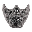 Rhinestone Skull Face Mask — A moulded skull face mask decorated with clear rhinestones set around the eye sockets and along the 