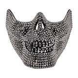 Rhinestone Skull Face Mask — A moulded skull face mask decorated with clear rhinestones set around the eye sockets and along the 