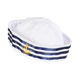 Sailor Hat — A plain white polyester sailor cap with a rolled brim and a rounded crown.