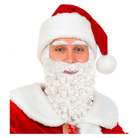 Santa Beard with Moustache and Eyebrows — A full white beard with the moustache attached and a matching pair of white eyebrows.