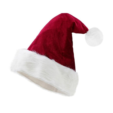 Santa Hat — A classic red Santa hat with a white trim at the brim and a white bobble at the point.