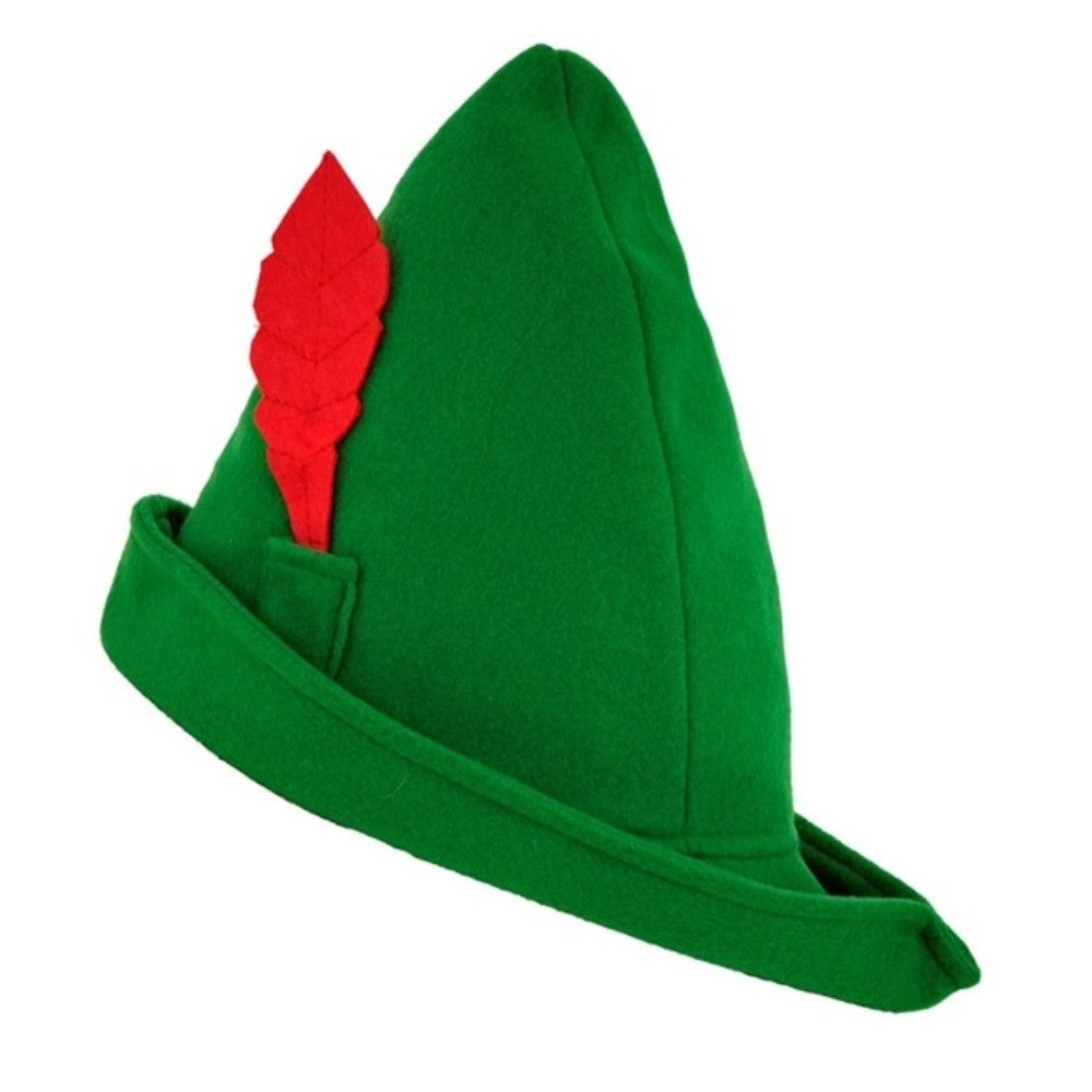 Sherwood Outlaw Hat — A green pointed hat with a turned-up brim, cut in the classic forest archer shape.