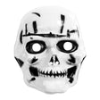 Skull Face Mask — A bone white skull face mask with hollow eye sockets and a moulded row of teeth, held on with a thin
