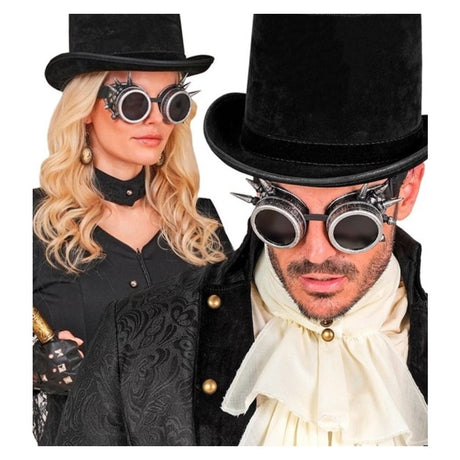 Steampunk Spiked Goggles in Antique Silver — view 2