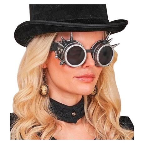 Steampunk Spiked Goggles in Antique Silver — view 3