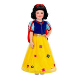 Toddler Fairytale Princess Costume — A long pink princess dress with a full skirt and gold trim, worn with a tie belt and a matching cape