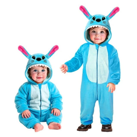Toddler Plush Monster Costume — A green plush jumpsuit with an attached hood, cut in one piece from neck to ankle in a soft velvety 