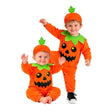 Toddler Pumpkin Costume with orange pumpkin jumpsuit and stalk hat