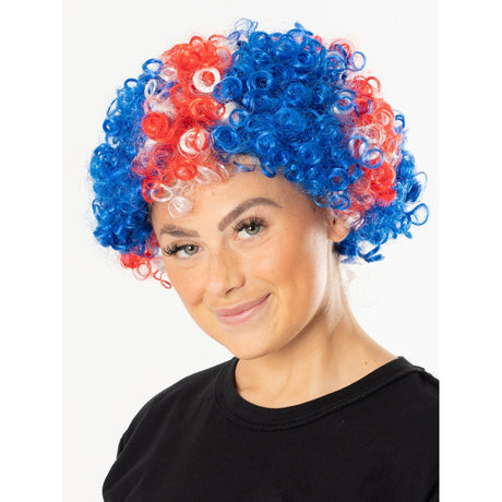Union Jack Short Curly Wig – detail view