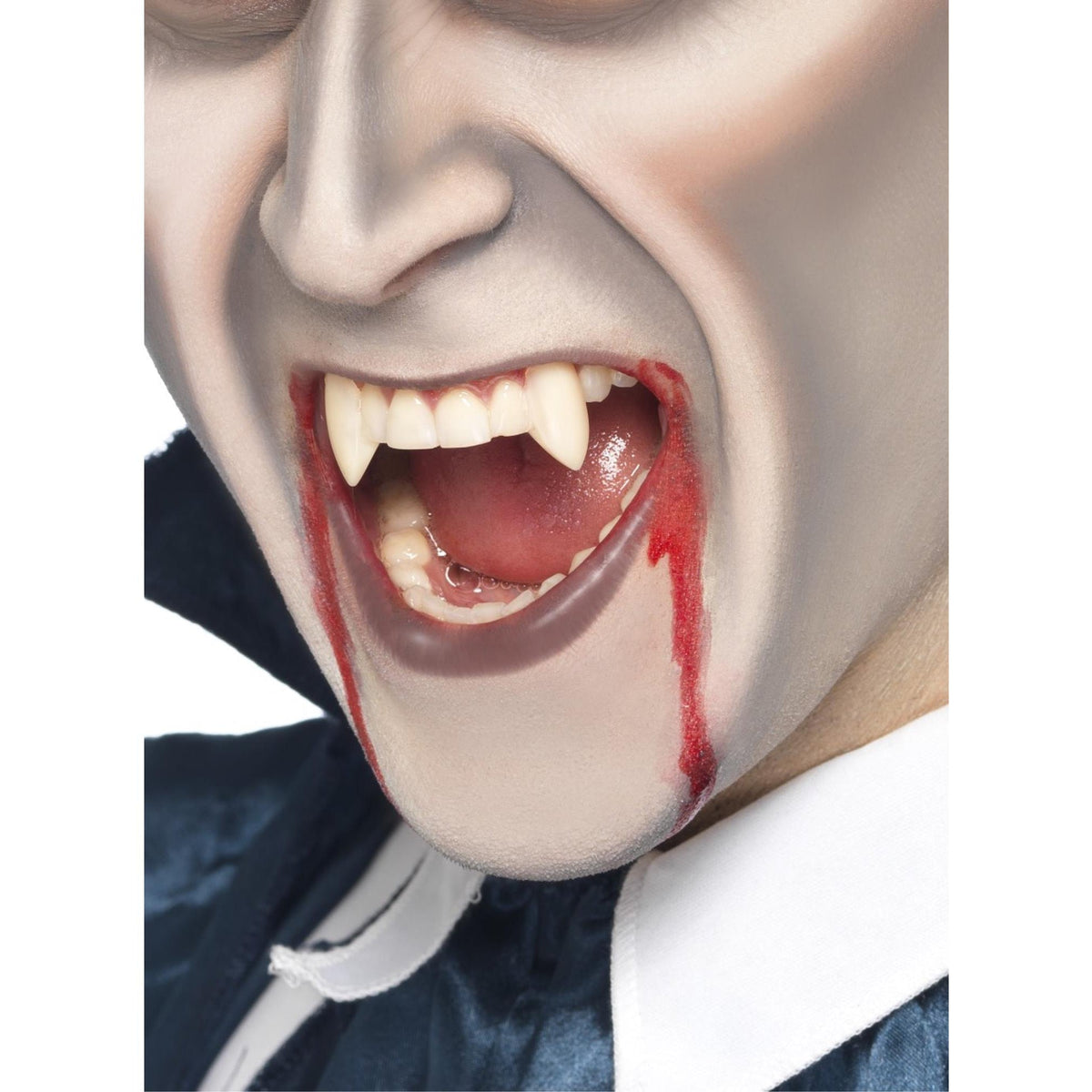 White slip-on vampire fang tooth caps