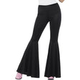 Women's black wide-leg flared trousers for 70s fancy dress