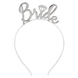 Women's Bride Tiara — A silver-tone metal tiara with a raised decorative front, curved to sit on the crown of the head.