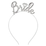 Women's Bride Tiara — A silver-tone metal tiara with a raised decorative front, curved to sit on the crown of the head.