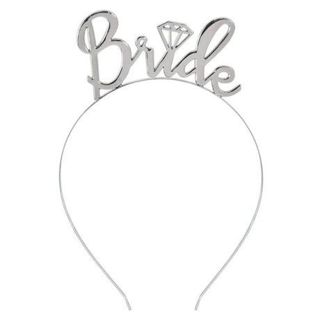 Women's Bride Tiara — A silver-tone metal tiara with a raised decorative front, curved to sit on the crown of the head.