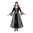 Women's Gothic Vampiress Costume with floor-length brocade gown and stand-up collar
