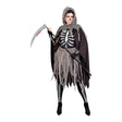 Women's Grim Reaper Dress Costume with bone-print dress, printed tights and gloves