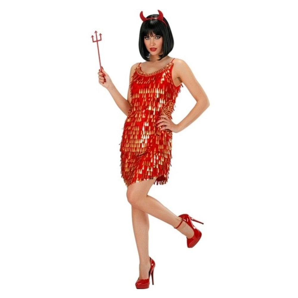 Women's Red and Gold Sequin Dress — view 2