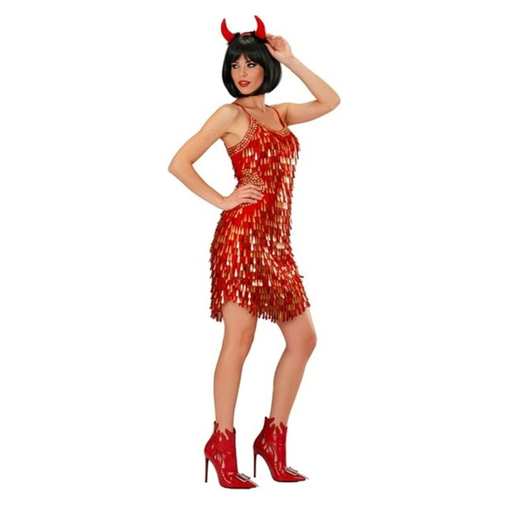 Women's Red and Gold Sequin Dress — view 3