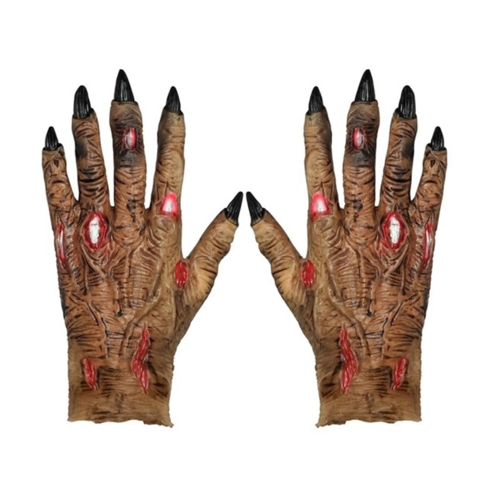 Zombie Hands Gloves — A pair of soft moulded gloves shaped as decayed zombie hands, with sculpted knuckles, veins and nail